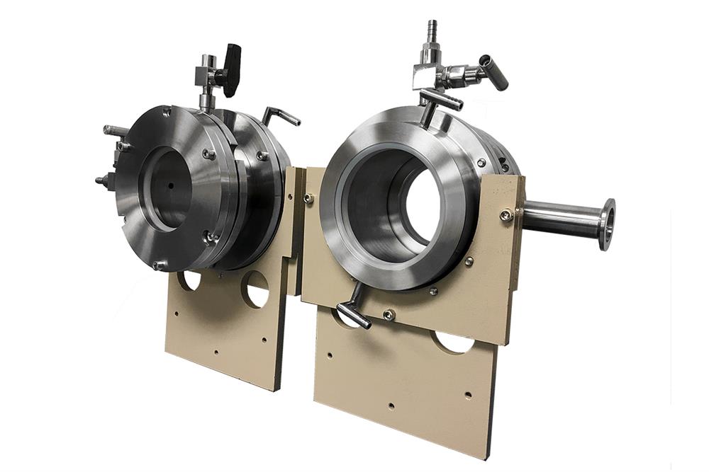 Dual Tube Water Cooling Flange for 4" & 80 mm dia Tube with Support Fixture - FL-100-DT