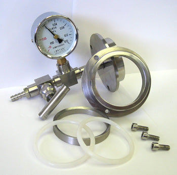 Vacuum Sealing Assembly for Single End 50mm dia. Tube with Vacuum Meter/Valve - HFL-50