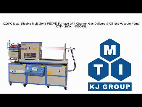 1200C Max. Slid-able Dual Zone PECVD Furnace w/ Gas Delivery & Vacuum Pump - OTF-1200X-II-PEC4SL-LD