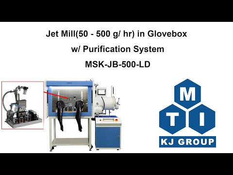 Jet Mill (50 - 500 g/ hr) in Glovebox w/ Purification System - MSK-JB-500-LD