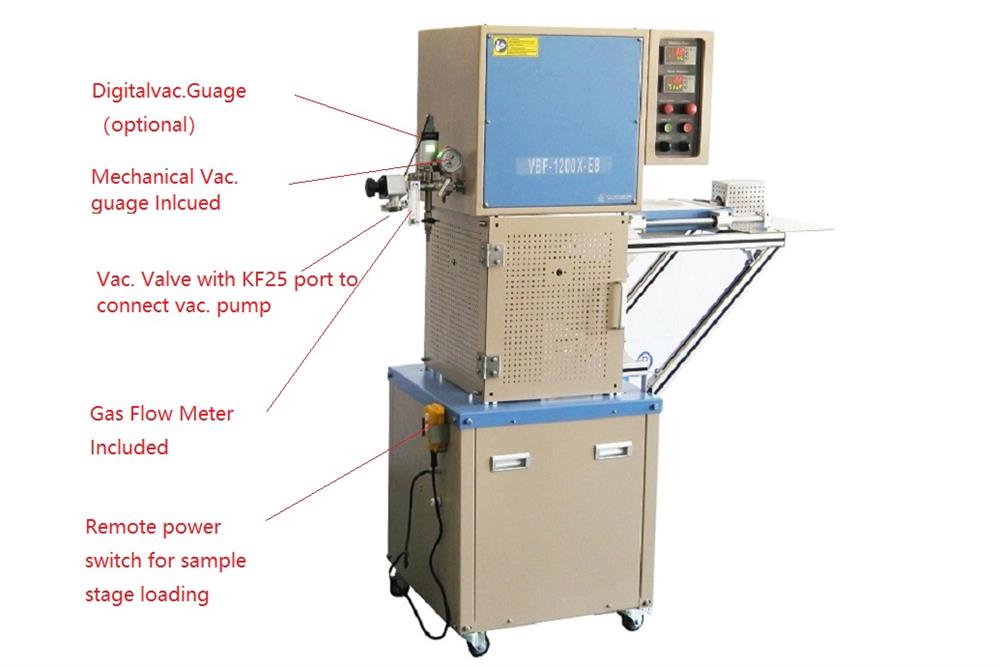 1200°C Bottom-loading Vacuum Furnace (8.6"IDX7.6"H) with Rapid Cooling -VBF-1200X-E8