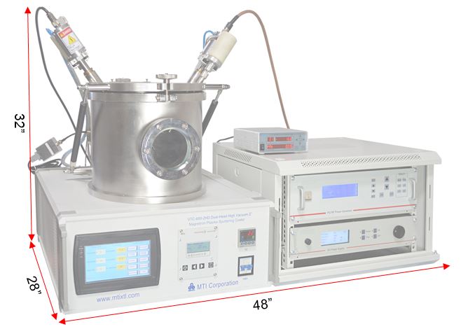 DC/RF 3-head High Vacuum 2” Magnetron Plasma Sputtering Coater - VTC-600-3HD-LD